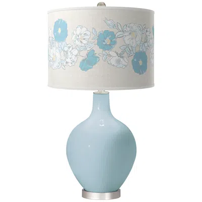 Color Plus Ovo 28 1/2" Rose Bouquet Shade Vast Sky Blue Table Lamp
