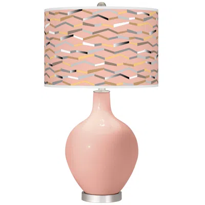 Color Plus Ovo 28 1/2" Shift Pattern Shade Rustique Pink Table Lamp
