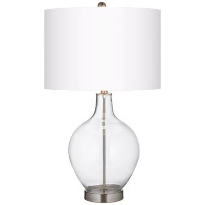 Color Plus Ovo 28 1/2" White Linen Clear Glass Fillable Table Lamp