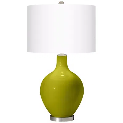 Color Plus Ovo 28 1/2" White Shade Olive Green Table Lamp