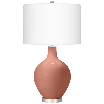 Color Plus Ovo 30 1/2" Fog Linen Shade Rojo Dust Red Table Lamp