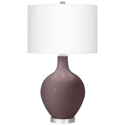 Color Plus Ovo Table Lamp In Poetry Purple Plum With Fog Linen Shade