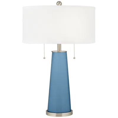Color Plus Peggy 29 3/4" Secure Blue Glass Table Lamp