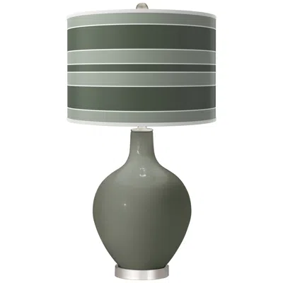 Color Plus Pewter Green Bold Stripe Ovo Table Lamp