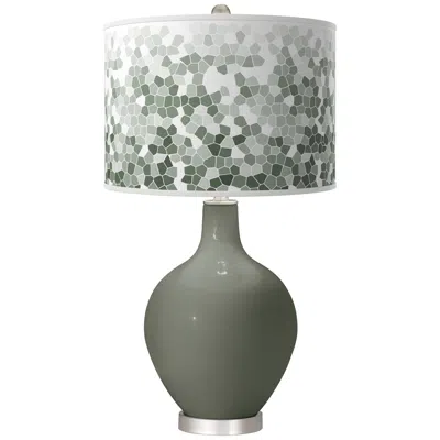 Color Plus Pewter Green Mosaic Ovo Table Lamp