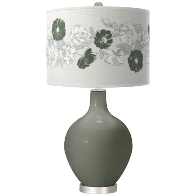 Color Plus Pewter Green Rose Bouquet Ovo Table Lamp