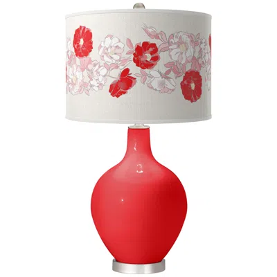 Color Plus Poppy Red Rose Bouquet Ovo Table Lamp