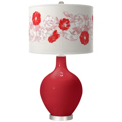 Color Plus Ribbon Red Rose Bouquet Ovo Table Lamp