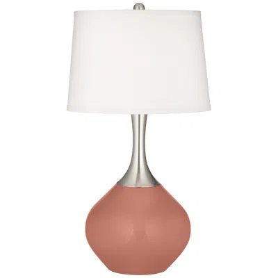 Color Plus Spencer 31" High Fog Linen Shade Rojo Dust Red Table Lamp