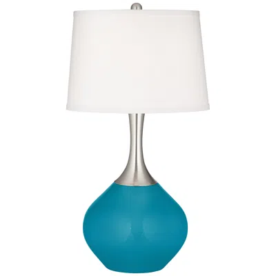 Color Plus Spencer 31" High Modern Glass Caribbean Sea Blue Table Lamp
