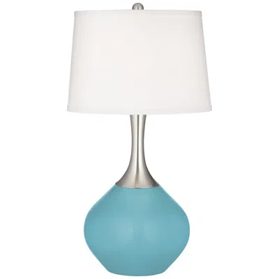 Color Plus Spencer 31" Modern Glass Nautilus Blue Table Lamp