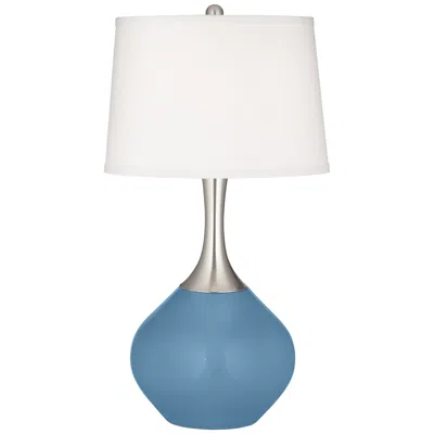 Color Plus Spencer 31" Modern Secure Blue Glass Table Lamp