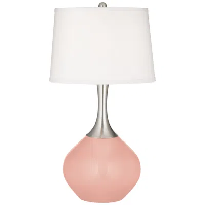 Color Plus Spencer Nickel 31" High Rustique Coral Pink Table Lamp