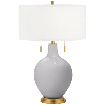 Color Plus Swanky Gray Toby Brass Accents Table Lamp