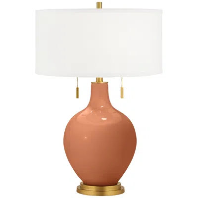 Color Plus Toby Brass 28" Baked Clay Brown Table Lamp