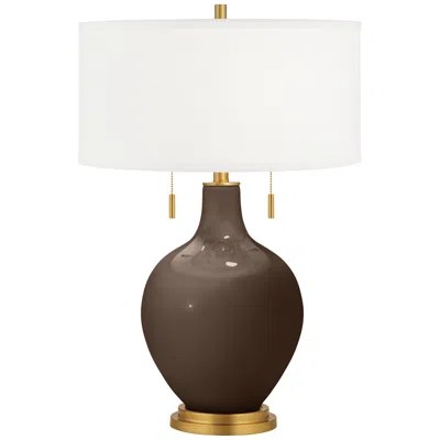 Color Plus Toby Brass 28" Carafe Brown Glass Table Lamp