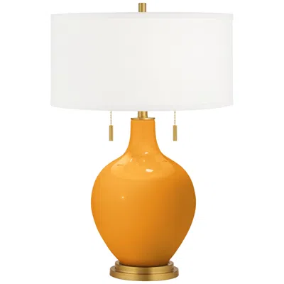 Color Plus Toby Brass 28" Carnival Orange Table Lamp