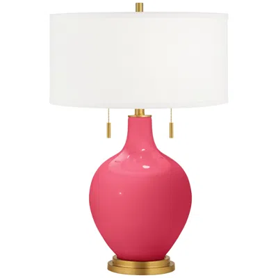 Color Plus Toby Brass 28" Eros Pink Glass Table Lamp