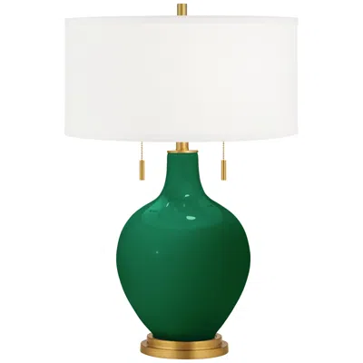 Color Plus Toby Brass 28" Greens Glass Table Lamp