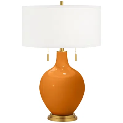 Color Plus Toby Brass 28" High Cinnamon Spice Orange Table Lamp