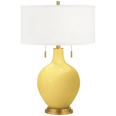 Color Plus Toby Brass 28" High Daffodil Yellow Table Lamp