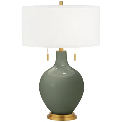 Color Plus Toby Brass 28" High Deep Lichen Green Table Lamp