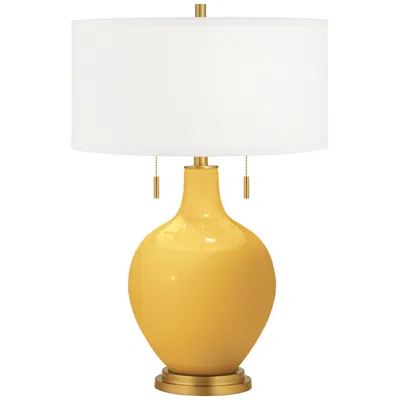 Color Plus Toby Brass 28" High Goldenrod Yellow Table Lamp