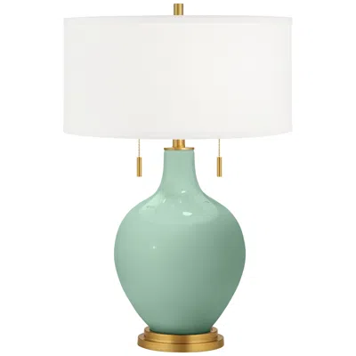 Color Plus Toby Brass 28" High Grayed Jade Green Table Lamp