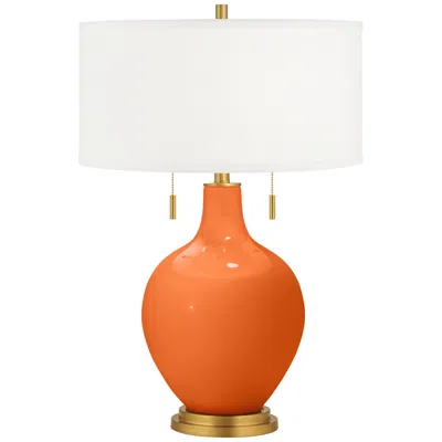 Color Plus Toby Brass 28" High Invigorate Orange Table Lamp