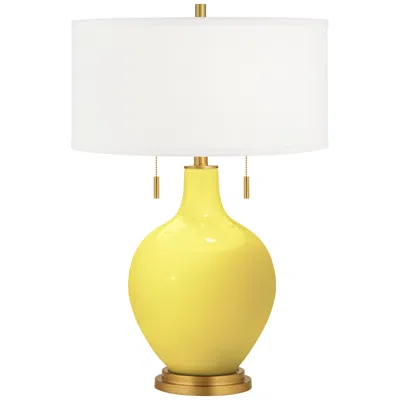Color Plus Toby Brass 28" High Lemon Twist Yellow Table Lamp