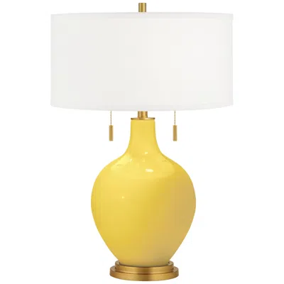 Color Plus Toby Brass 28" High Lemon Zest Yellow Table Lamp