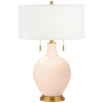 Color Plus Toby Brass 28" High Linen White Glass Table Lamp