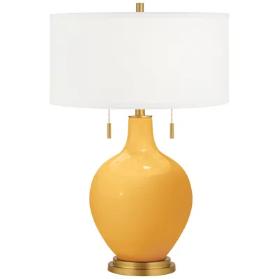 Color Plus Toby Brass 28" High Marigold Yellow Table Lamp