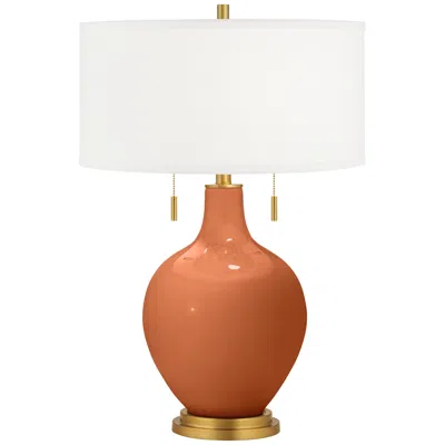 Color Plus Toby Brass 28" High Modern Glass Robust Orange Table Lamp