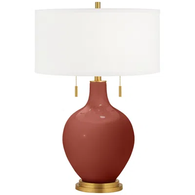 Color Plus Toby Brass 28" High Modern Madeira Red Table Lamp