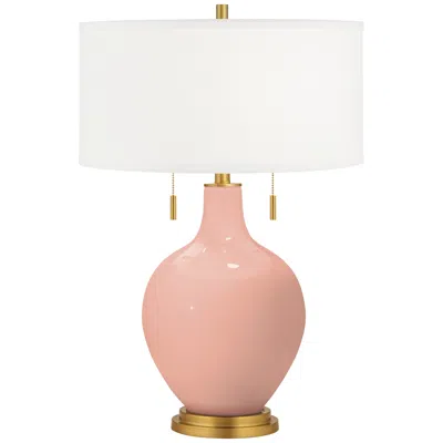 Color Plus Toby Brass 28" High Modern Mellow Coral Pink Table Lamp