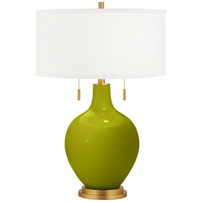 Color Plus Toby Brass 28" High Olive Green Table Lamp