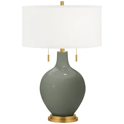 Color Plus Toby Brass 28" High Pewter Green Table Lamp