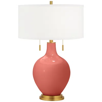 Color Plus Toby Brass 28" High Pink Coral Reef Table Lamp