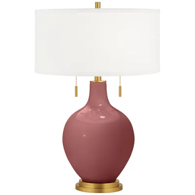 Color Plus Toby Brass 28" High Toile Red Table Lamp