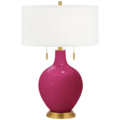 Color Plus Toby Brass 28" High Vivacious Pink Table Lamp