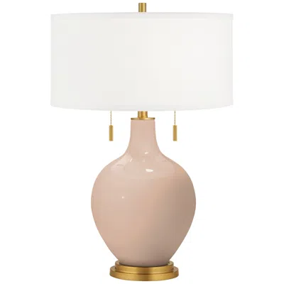 Color Plus Toby Brass 28" Italian Coral Pink Table Lamp