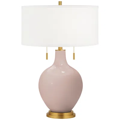 Color Plus Toby Brass 28" Modern Glass Glamour Pink Table Lamp