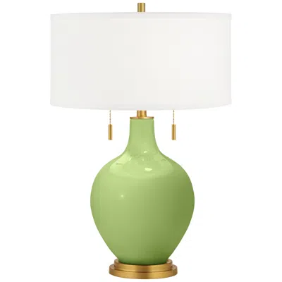 Color Plus Toby Brass 28" Modern Lime Rickey Green Table Lamp