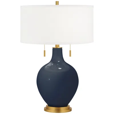 Color Plus Toby Brass 28" Naval Blue Glass Table Lamp