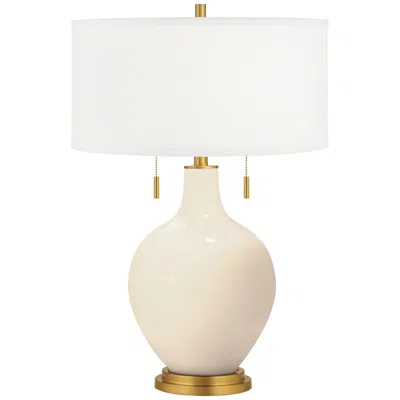 Color Plus Toby Brass 28" Steamed Milk White Glass Table Lamp