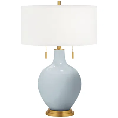 Color Plus Toby Brass 28" Take Five Blue Glass Table Lamp
