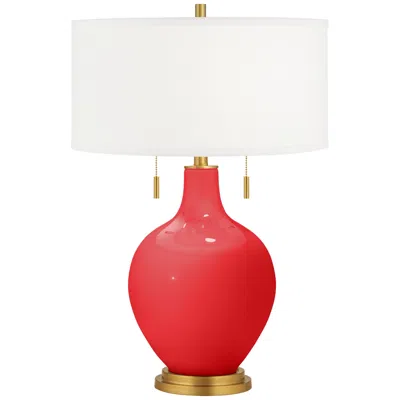 Color Plus Toby Brass Accents  28" High Poppy Red Table Lamp