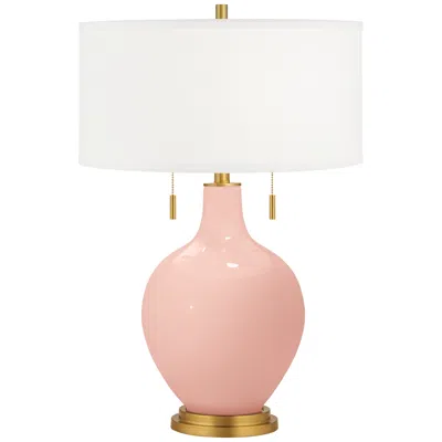 Color Plus Toby Brass Accents 28" High Rose Pink Table Lamp
