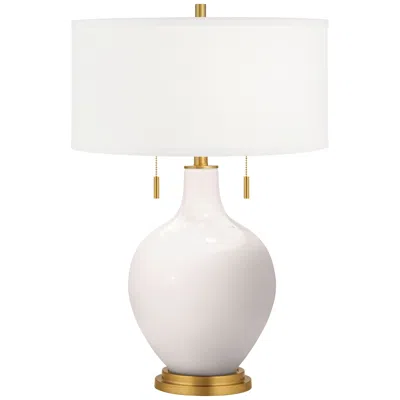 Color Plus Toby Brass Accents 28" Smart White Table Lamp